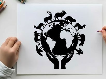 ilustrasi vektor tangan konservasi alam memegang bumi