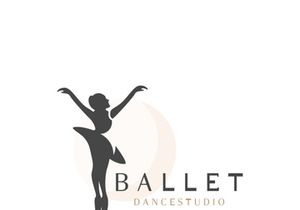 Ballet Dance studio logo design. Silhouette of a girl Dancing class abstract figure illustration