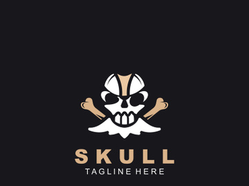 Skull skeleton logo Design vintage Template Idea on black background preview picture