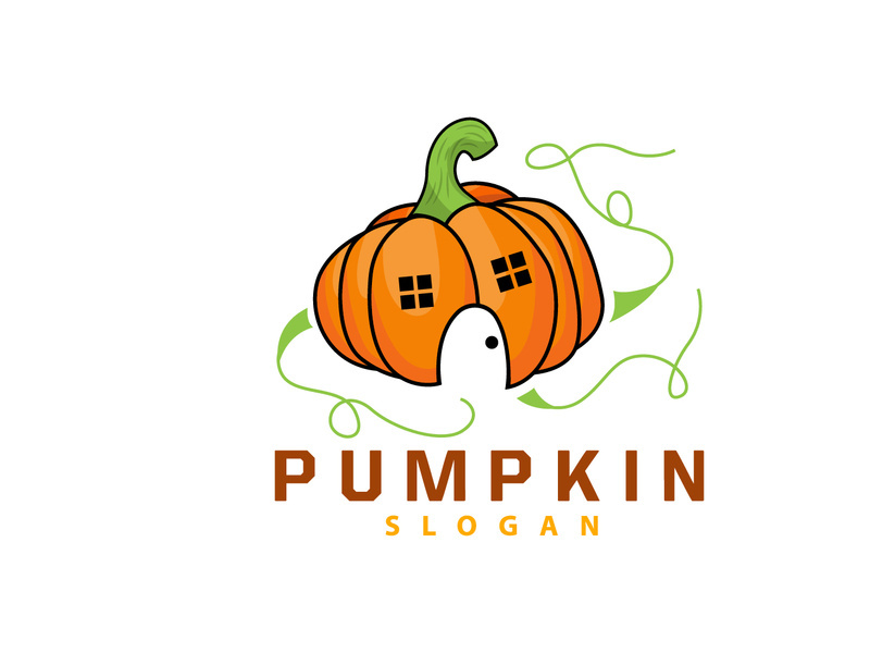 Pumpkin Logo, Pumpkin Vector, Healthy Vegetable Fruit