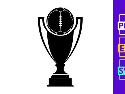 American football trophy award icon with soccer ball