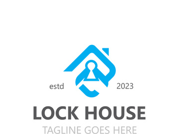 Lock House secure logo design, smart key home vector concept template preview picture