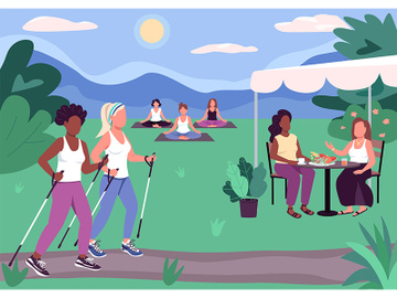 Outdoor activities flat color vector illustration preview picture