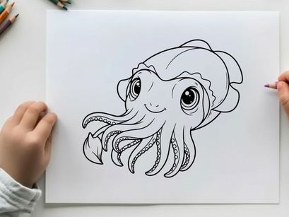 Cute cartoon octopus smiling vector illustration