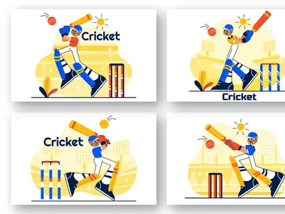 10 Cricket Player Illustration