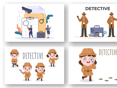 10 Private Investigator or Detective Illustration