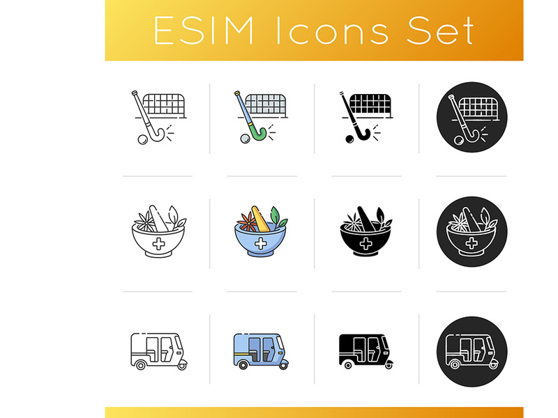 Indian culture icons set