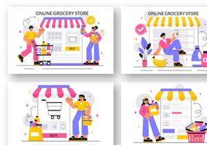 10 Online Grocery Store Illustration