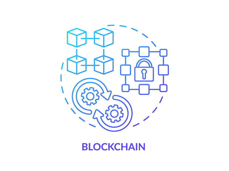 Blockchain blue gradient concept icon