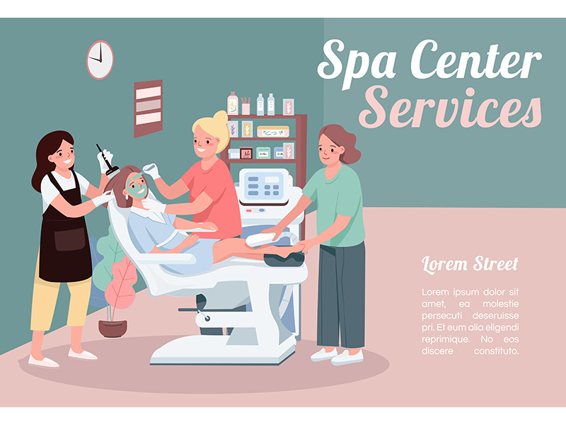 Spa center services banner flat vector template