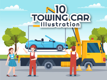 10 Auto Towing Car Illustration preview picture