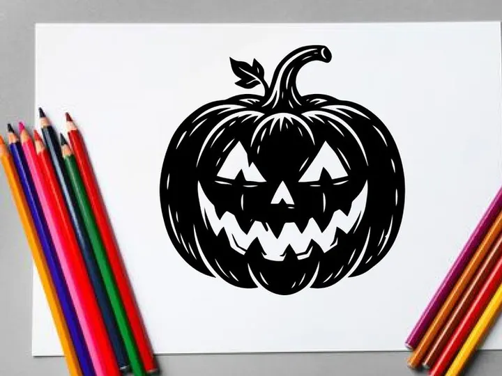Halloween Pumpkin with Carved Jack-o'-Lantern Face for Fall Decor