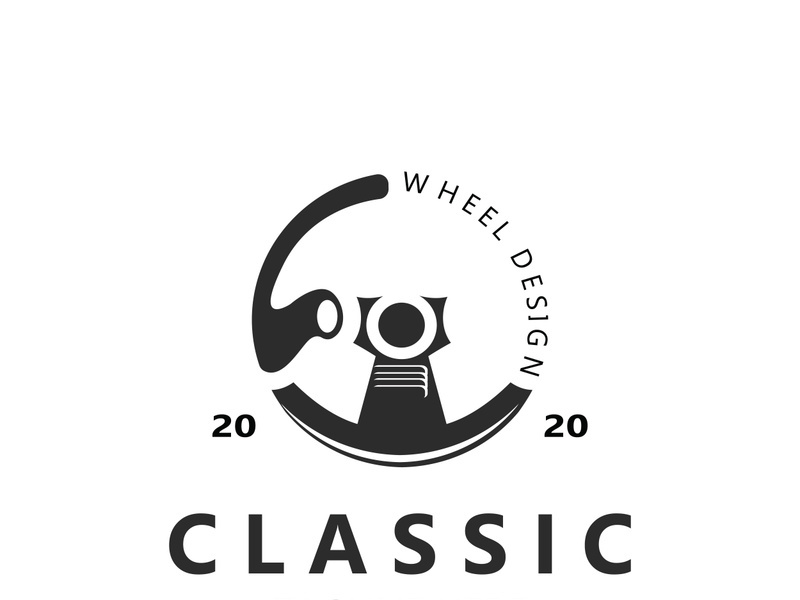 Steering wheel logo automotive car design garage auto repair workshop illustration