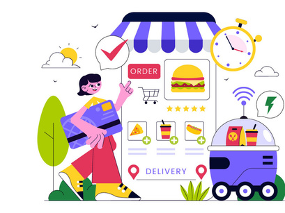 10 Robotic Food Delivery Service Illustration