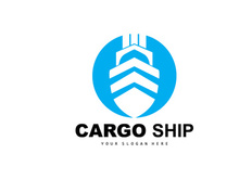 Cargo Ship Logo, Fast Cargo Ship Vector