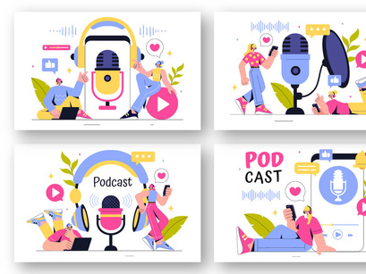 13 Podcast Studio Illustration