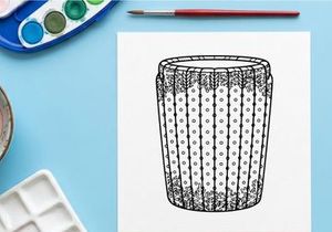 Hand-drawn Christmas candle holder sketch with vertical stripes for festive holiday decor