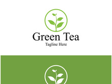 Tea cup logo vector design.Green tea vector logo template.
