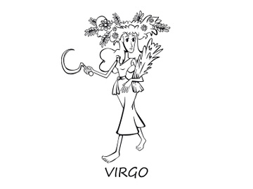 Virgo zodiac sign woman outline cartoon vector illustration preview picture