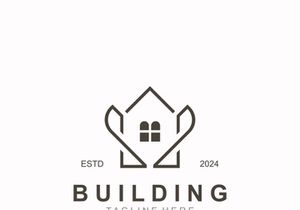 Building logo construction modern real estate symbol for architecture house and property design