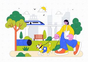 10 City Park Vector Illustration