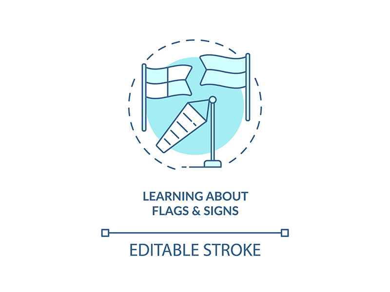 Learning about flags and signs concept icon