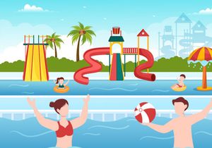 15 Water Park Cartoon Illustration