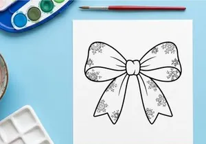 Christmas bow illustration with snowflake pattern for holiday gift wrapping and decor