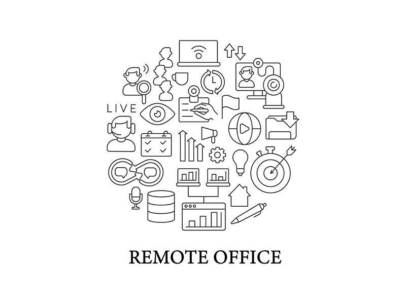 Remote office abstract linear concept layout with headline
