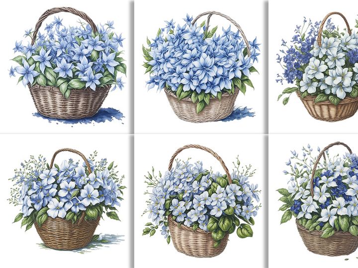 Watercolor Flower Basket Design