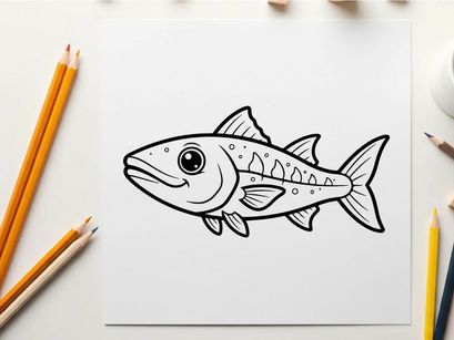 Cartoon tuna fish swimming vector illustration flat design