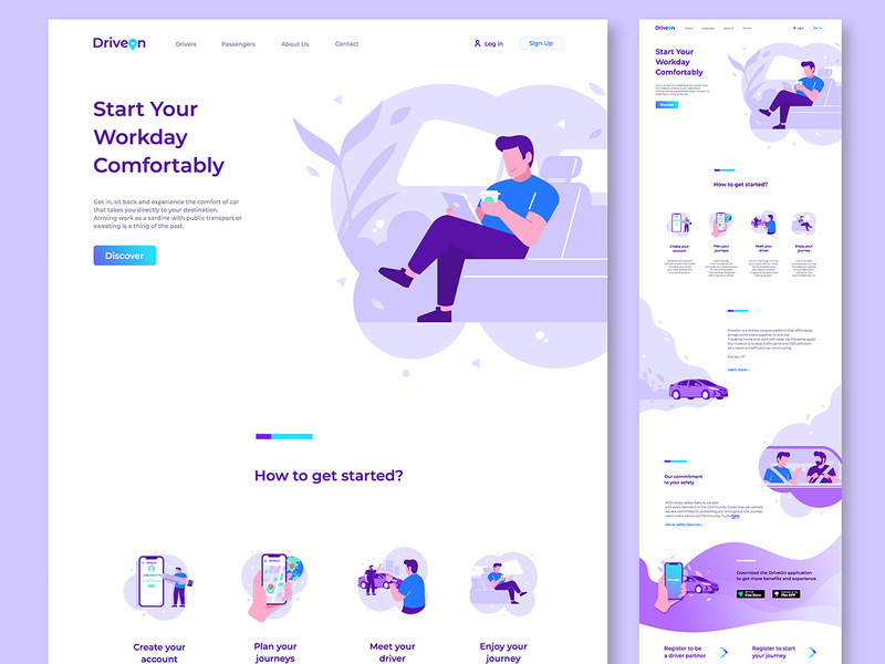 One page website vector design template