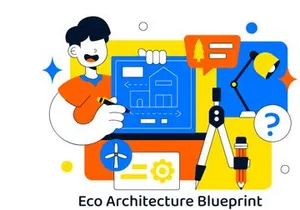 10 Eco Architecture Blueprint Illustration