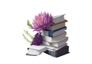 Vector Illustration Books decorated by flowers