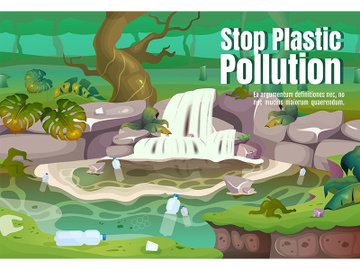 Stop plastic pollution poster flat vector template preview picture