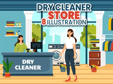 8 Dry Cleaner Store Illustration preview picture