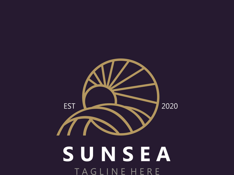 Sun sea Logo design creative premium sun beach logo icon vector template