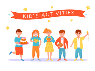 Kids activities flat vector illustration preview picture