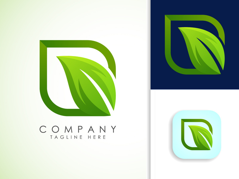 Leaf icon sign symbol, Gradient green leaf, Organic logo design vector illustration