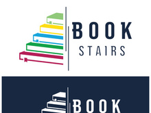 book stairs logo, or library for bookstores, book companies, publishers, encyclopedias, libraries, education, digital books, vectors