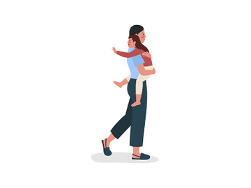 Woman with daughter leaves husband semi flat color vector characters preview picture