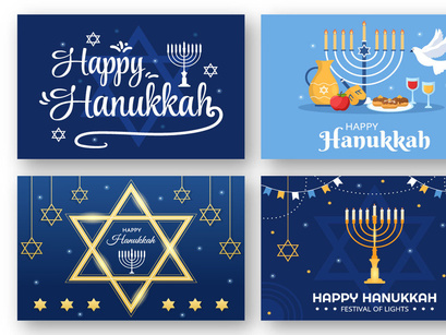 14 Happy Hanukkah Jewish Holiday Illustration