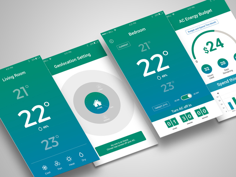 Temperature Remote control app UI kits Template