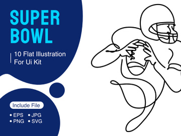 super bowl continuous drawing line art preview picture