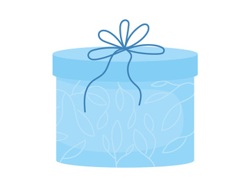 Gift in blue box semi flat color vector object preview picture