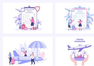 8 Travel Insurance Flat Design Illustration