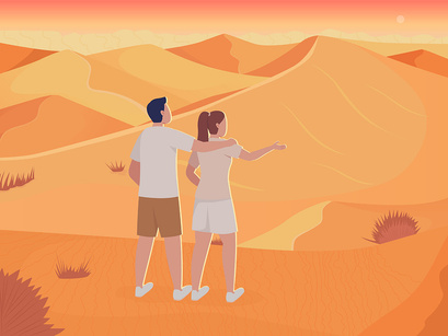 Romantic getaway with beloved color vector illustration set