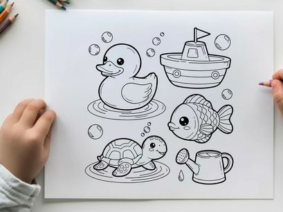Cute sea animals set swimming vector illustration flat design
