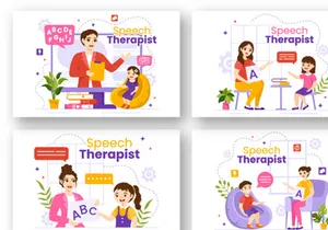 12 Speech Therapist Vector Illustration