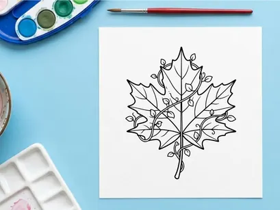 Ilustração elegante de folha de bordo para design de outono. Desenho botânico artístico para projetos sazonais.